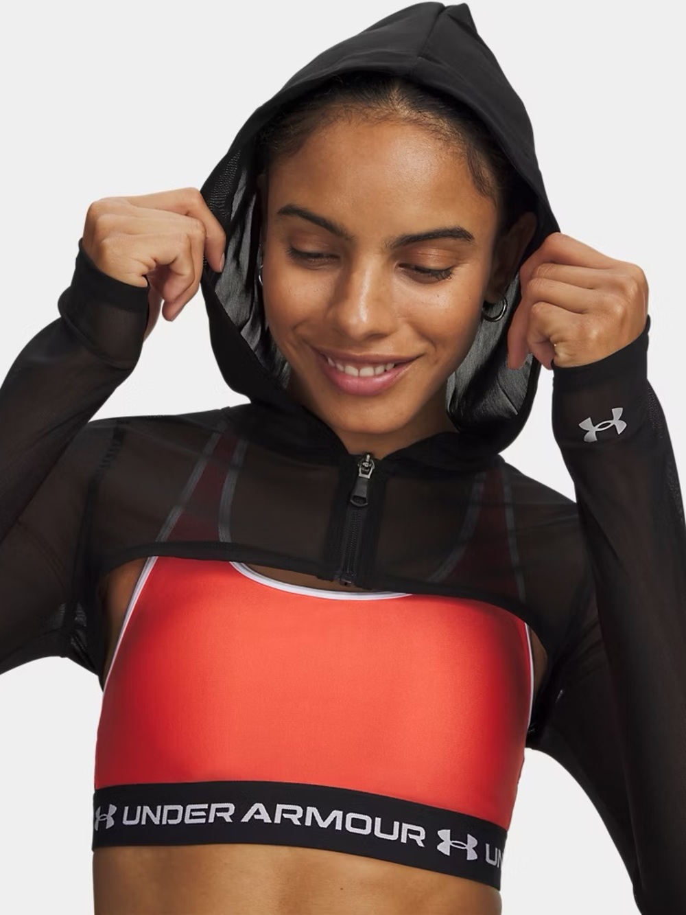 Under Armour Crop Zip Mesh Hoodie Brown
